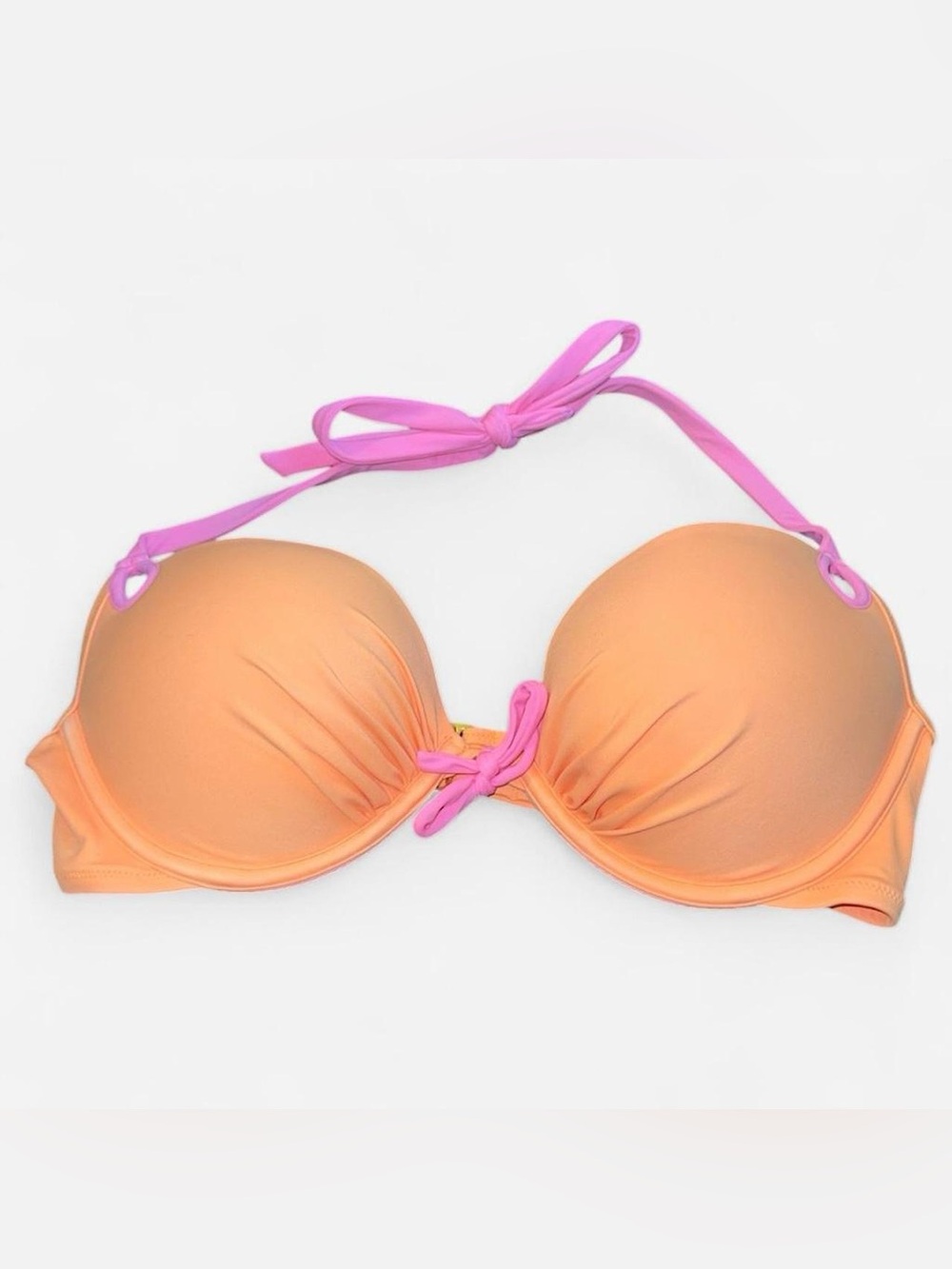 Victoria's Secret Orange Push-Up Bikini Top with Pink Straps